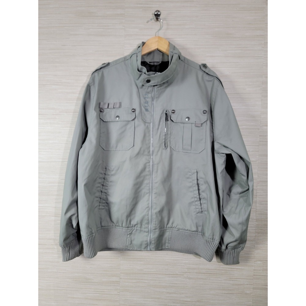 Marc Ecko Men's Jacket 3XL Gray Full Zip Bomber Utility Casual Coat